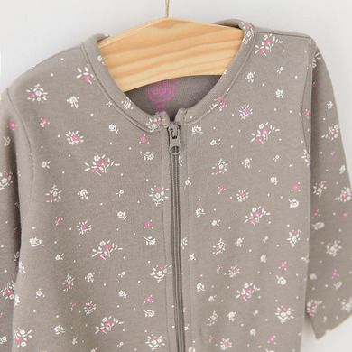 Cool Club, Pijama tip salopeta pentru fete, roz, gri, imprimeu iepuras, floricele, set 2 buc.