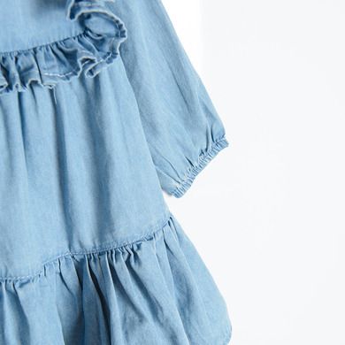 Cool Club, Rochie cu maneca lunga si volanase pentru fete, denim