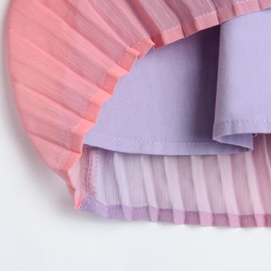Cool Club, Rochie plisata cu maneca scurta pentru fete, mov-roz