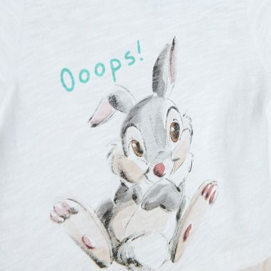 Cool Club, Salopeta rompers pentru baieti, bumbac organic, ecru, imprimeu Disney