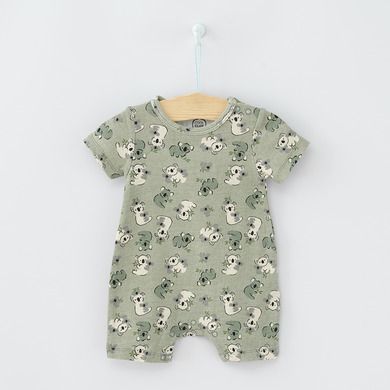 Cool Club, Salopeta Rompers pentru baieti, bumbac organic, mix de culori, imprimeu koala, set 2 buc.