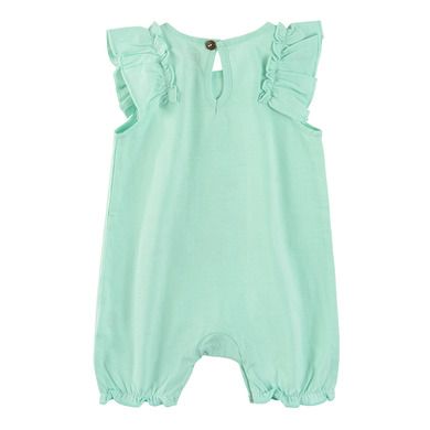Cool Club, Salopeta Rompers pentru fete, bumbac organic, verde-menta, imprimeu zebra