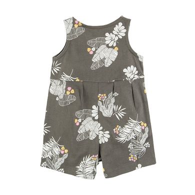 Cool Club, Salopeta Rompers pentru fete, negru-grafit, imprimeu flori