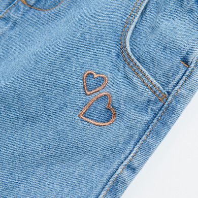 Cool Club, Sarafan de blugi pentru fete, denim, imprimeu inimioare