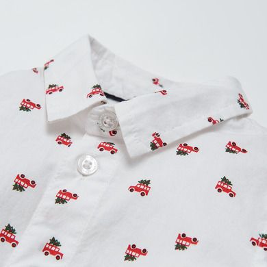 Cool Club, Set pentru baieti, camasa cu maneca lunga si pantaloni din material textil, alb-bleumarin, imprimeu masini
