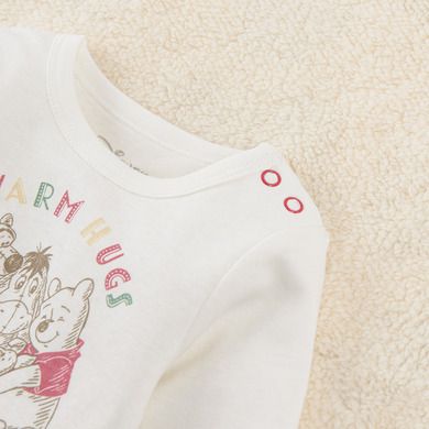 Cool Club, Set pentru bebelusi, Body cu maneca lunga, Pantaloni cu botosei, Caciula, Baveta, ecru, imprimeu Winnie the Pooh