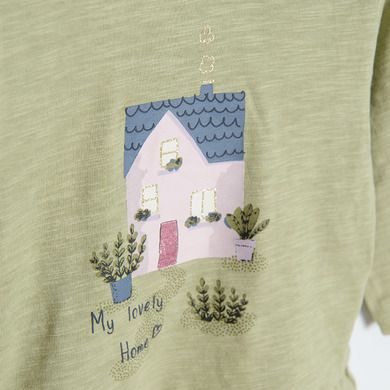 Cool Club, Set pentru fete, Bluza cu maneca lunga, Pantaloni de trening, verde-grafit, imprimeu My lovely home