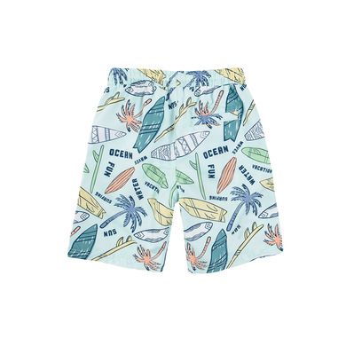 Cool Club, Sorturi de baie pentru baieti, verde-menta, imprimeu palmieri, Surfing