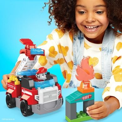 Mega Bloks, Paw Patrol, Marshall, masina si figurina, set de constructie, 34 piese