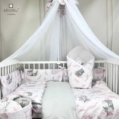 MimiNu, Lulu, set lenjerie de pat 3 piese, roz, 100-135 cm
