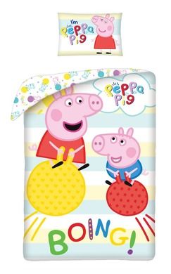 Peppa Pig, set lenjerie de pat single, 140-200 cm + 70-90 cm
