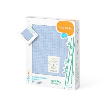 BabyOno, paturica tricotata din bambus, albastru, 75-100 cm