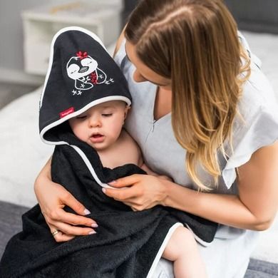 BabyOno, Pinguin, prosop de baie din bambus cu gluga, 85-85 cm