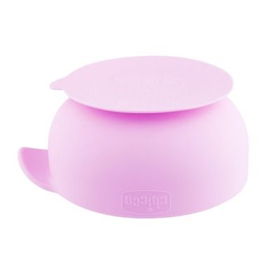 Chicco, bol din silicon cu ventuza, roz, 6m+