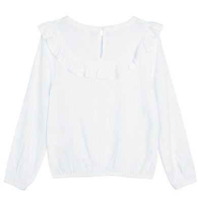 Cool Club, Bluza cu maneca lunga si volanase pentru fete, alb