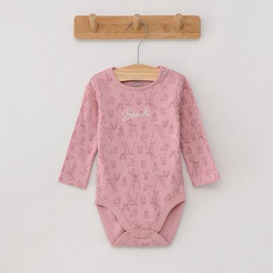 Cool Club, Body cu maneca lunga din bumbac organic pentru fetite, Bambi, set 3 buc.