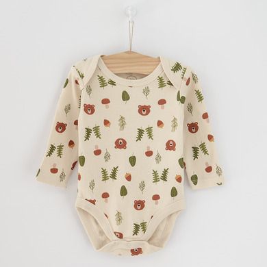 Cool Club, Body cu maneca lunga pentru baieti, verde, ecru, imprimeu animale salbatice, set 5 buc.