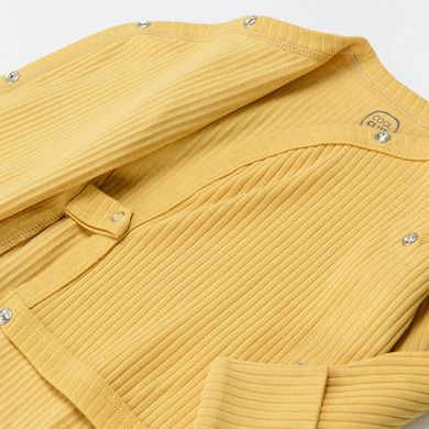 Cool Club, Body cu maneca lunga pentru bebelusi, din tricot striat, galben-mustar