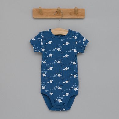 Cool Club, Body cu maneca scurta pentru baieti, bumbac organic, imprimeu rechini, set 3 buc.