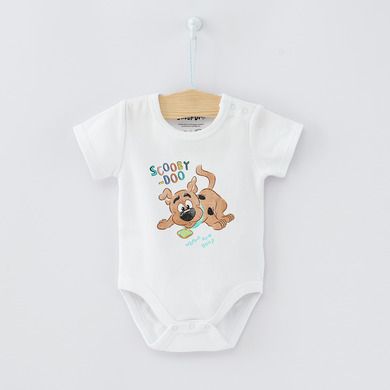 Cool Club, Body cu maneca scurta pentru baieti, bumbac organic, mix de culori, imprimeu Scooby-Doo, set 3 buc.