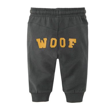 Cool Club, Pantaloni trening pentru baieti, negru-grafit, imprimeu catei