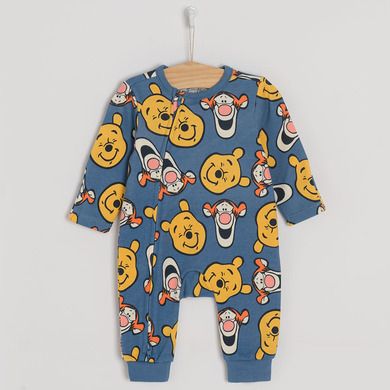 Cool Club, Pijama tip salopeta pentru baieti, albastru, imprimeu Winnie the Pooh, set, 2 buc.