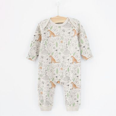 Cool Club, Pijama tip salopeta pentru baieti, gri, albastru, imprimeu Cartea junglei, set 2 buc.