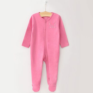 Cool Club, Pijama tip salopeta pentru fete, roz, gri, imprimeu iepuras, floricele, set 2 buc.