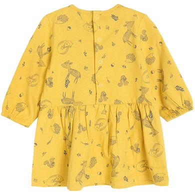 Cool Club, Rochie cu maneca lunga pentru fete, galben, imprimeu animale salbatice