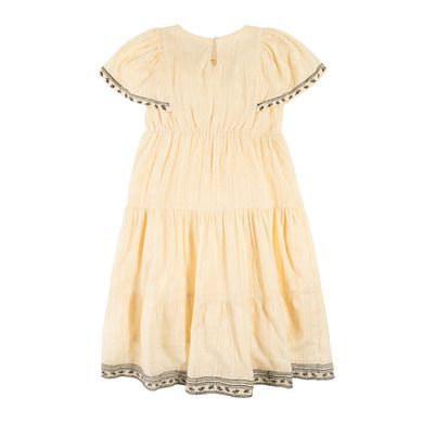 Cool Club, Rochie pentru fete cu maneca scurta, ocru, volane, boho
