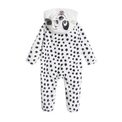 Cool Club, Salopeta cu gluga pentru bebelusi, alb, imprimeu 101 Dalmatieni