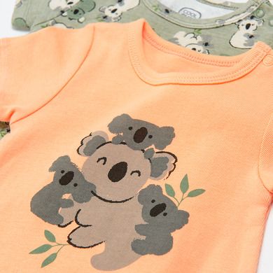 Cool Club, Salopeta Rompers pentru baieti, bumbac organic, mix de culori, imprimeu koala, set 2 buc.