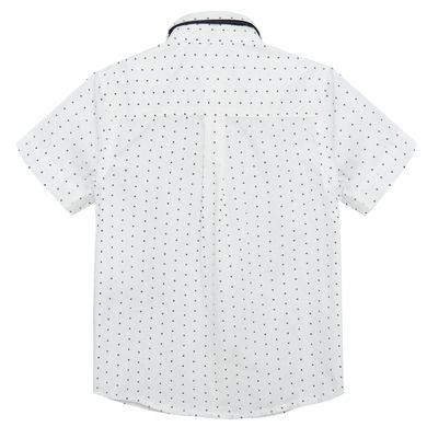 Cool Club, Set pentru baieti, camasa cu maneca scurta si papion, alb-bleumarin, imprimeu figuri geometrice