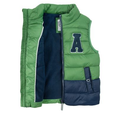 Cool Club, Vesta pentru baieti, verde-bleumarin, imprimeu Urban Adventure