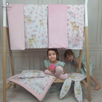 MimiNu, Caprioare, patura minky, roz, 75-100 cm