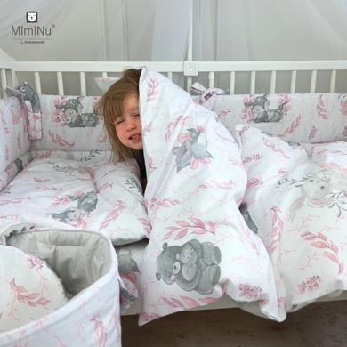 MimiNu, Lulu, set lenjerie de pat 3 piese, roz, 100-135 cm
