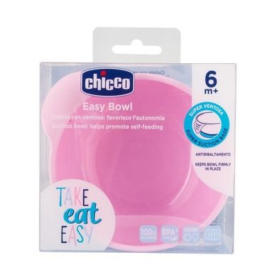 Chicco, bol din silicon cu ventuza, roz, 6m+