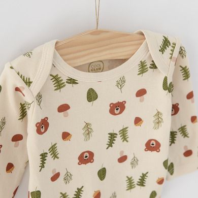 Cool Club, Body cu maneca lunga pentru baieti, verde, ecru, imprimeu animale salbatice, set 5 buc.