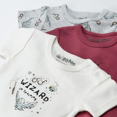 Cool Club, Body cu maneca scurta pentru bebelusi, mix de culori, imprimeu Harry Potter, set 3 buc.