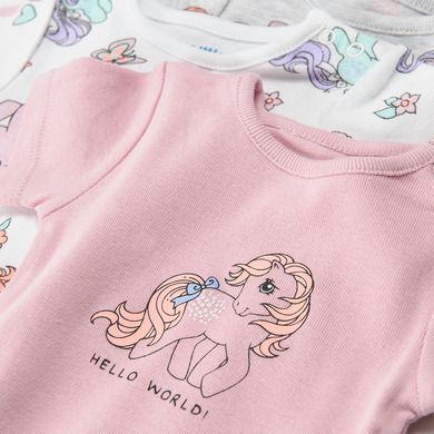 Cool Club, Body cu maneca scurta pentru fete, mix de culori, imprimeu My Little Pony, set 3 buc.