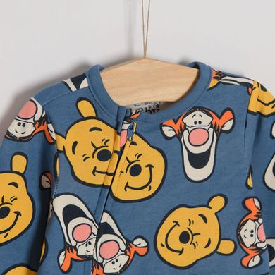 Cool Club, Pijama tip salopeta pentru baieti, albastru, imprimeu Winnie the Pooh, set, 2 buc.