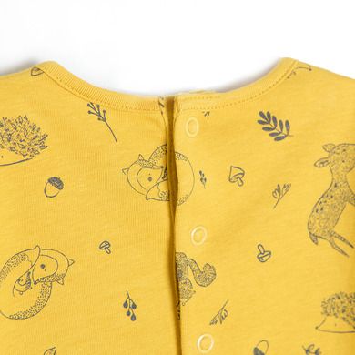 Cool Club, Rochie cu maneca lunga pentru fete, galben, imprimeu animale salbatice