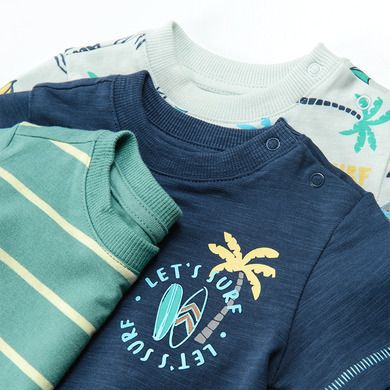 Cool Club, Tricou pentru baieti, mix de culori, imprimeu de vacanta, set 3 buc.