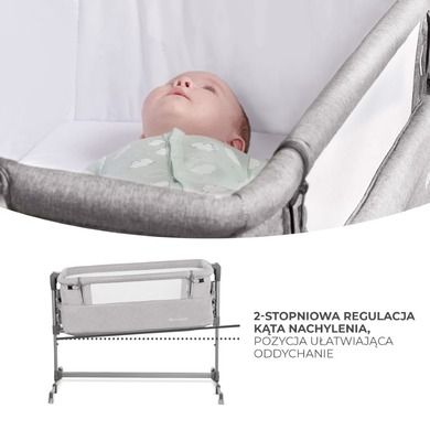 Kinderkraft, Neste Up, patut atasabil (co-sleeper) 3in1, gri