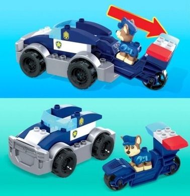 Mega Bloks, Paw Patrol, Chase, masina si figurina, set de constructie, 31 piese