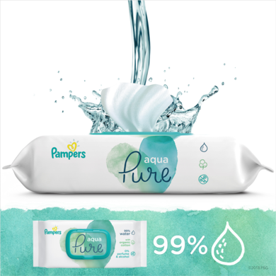 Pampers Aqua Pure, servetele umede, 9 pachete de 48 servetele, 432 buc.