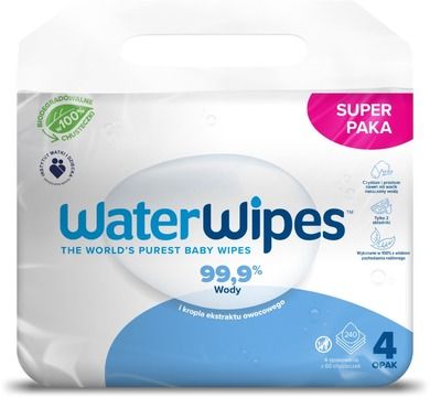 WaterWipes, BIO, servetele umede cu apa, 4-60 buc.