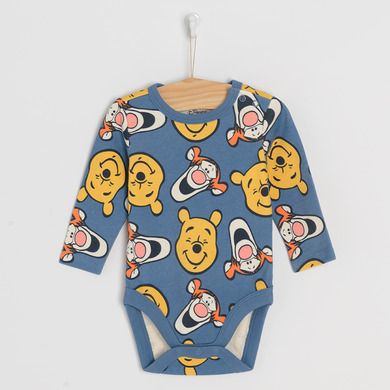 Cool Club, Body cu maneca lunga pentru baieti, albastru, bleumarin, imprimeu Winnie the Pooh, set, 3 buc.