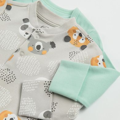 Cool Club, Pijama tip salopeta pentru baieti, gri, menta verde, set, 2 buc.