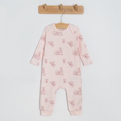 Cool Club, Pijama tip salopeta pentru fete, ecru, roz, imprimeu Bambi, set 3 buc.